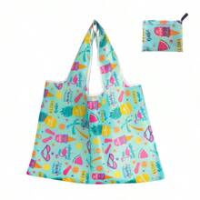 Túi mua sắm có thể gấp lại dung tích lớn mới, Túi gấp, Túi tote di động in họa tiết sáng tạo - Nhiều màu - Xem 4