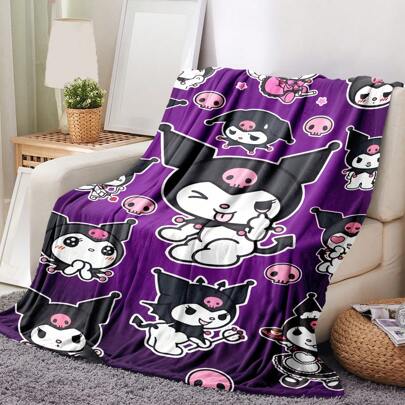 Sanrio بطانية مطبوعة رقميًا من الفانيلا بتصميم كاريكاتوري كورومي- قطعة واحدة، بطانية متعددة الاستخدامات ذات تصميم كرتوني مناسبة لجميع الفصول، مناسبة للاستخدام في غرفة المعيشة والنوم والخارجي والمكتب