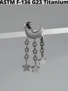 1 pièce Boucle d'oreille pendante de cartilage en titane G23 unicolore avec la forme de la lune, étude, 16G, avec filetage interne, épée, helix, oreille tragus, bijoux de piercing corporel