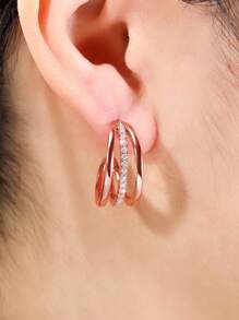 1 Pair Copper Silver Plated Cubic Zirconia Earrings, Suitable For Women's Daily And Festival Wear
