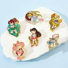 1/6 peças Moda e requintado desenho animado anime fofo marinheiro lua tsukino usagi, doce coelhinho metal distintivo esmalte broche acessórios, bolsa decoração
