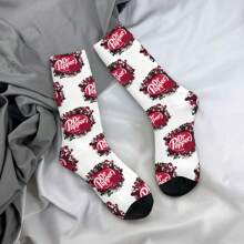 1 par de calcetines locos de estilo retro Harajuku hip hop novedoso y casual con estampado de '1' feliz y divertido