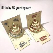 1pc 手工礼品 彩色生日蛋糕 贺卡 3D 创意立体贺卡 定制节日贺卡 批发 - 彩色 - 查看 1