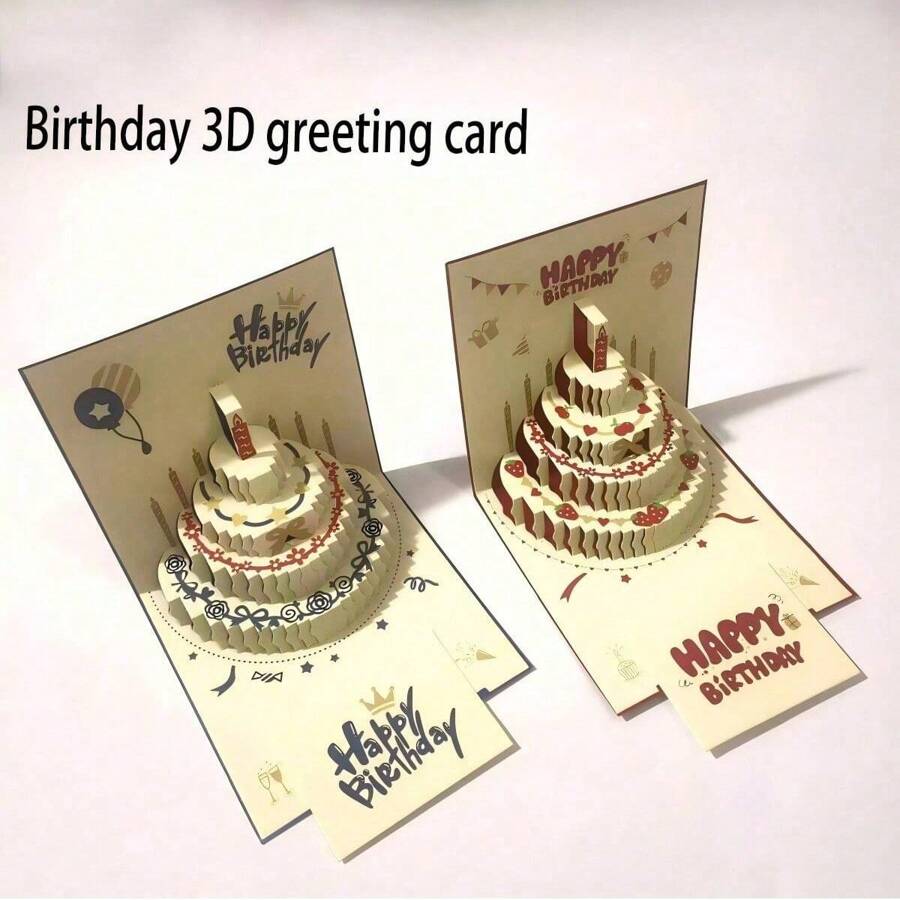 1pc 手工礼品 彩色生日蛋糕 贺卡 3D 创意立体贺卡 定制节日贺卡 批发 - 彩色 - 查看 1