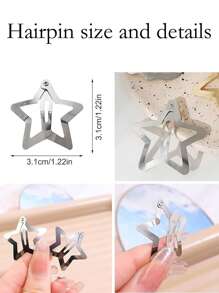 50 pièces Pinces à cheveux en alliage d'argent élégantes plaquées nickel en forme d'étoile à cinq branches, style Y2K à la mode pour femmes, 3,1 yard/1,22 po, convient pour un usage quotidien, les trajets, les fêtes, les cadeaux de vacances, accessoires pour cheveux