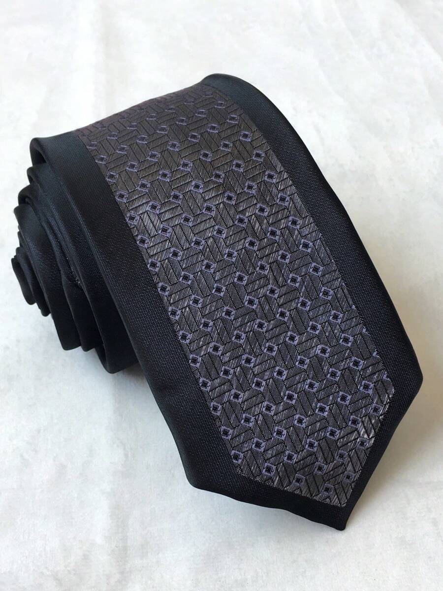 Men's Slim 3D Glitter Ties (6cm) - Màu xám đen - Xem 1