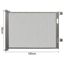 0-180 Cm Stair Gate, Retractable, Barrier For Doors And Stairs, Suitable For Babies And Pets, Height 87 Cm, Black/White/Grey