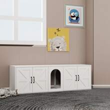 FKZNPJ Litter Box Enclosure For 2 Cats  Modern Cat Litter Box Furniture With Double Room Wooden Litter Box Furniture With Cat Door