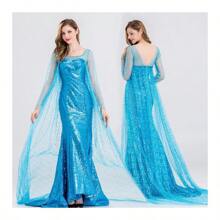 Frozen Princess Skirt Long Sleeve Adult Sequin Strapless Skirt Cosplay Princess Skirt Performance Costume