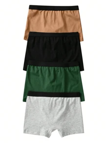 4 Pieces Set Of Tween Boys Children's Underwear, Clean Color, Solid Color - Multicolor - View 2