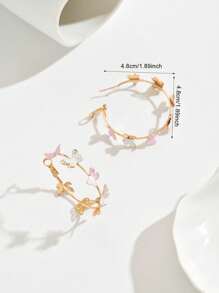 1 par de pendientes de aro minimalistas con diseño de mariposa, versátiles y elegantes para uso diario o fiesta, regalo para mujeres - Multicolor - Ver 5