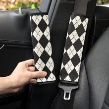1 件汽车安全带套，柔软提花菱形设计肩垫保护套，时尚汽车内饰配件 - 彩色 - 查看 1