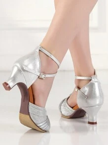 Zapatos de baile latino para mujer, sandalias de baile plateadas, zapatos de rendimiento de salsa, zapatos de baile de salón, zapatos de baile de fiesta, aptos para uso en interiores y exteriores