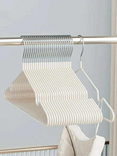 1 Pack 1pc/10pcs/20pcs Metal Non-Slip Grooved Indoor Clothes Hangers, Simple Household Hooks,Spring,Minimalist,Summer Tops