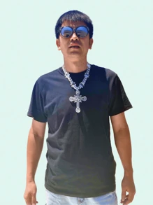 1 款流行嘻哈透明彩色链树脂超大耶稣吊坠项链适合男士日常佩戴礼物 - 吊墜 - 查看 6