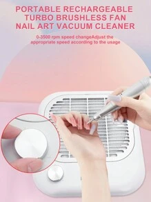 Máquina eléctrica y potente recolectora de polvo de uñas para manicura, aspiradora recargable para uñas, ventilador de succión de vacío de uñas actualizado y potente extractor de polvo, herramienta de manicura adecuada para equipos de salón de uñas, extracción de acrílico, esmalte en gel y extensiones de uñas - Blanco - Ver 4