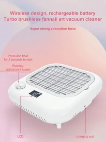 Máquina eléctrica y potente recolectora de polvo de uñas para manicura, aspiradora recargable para uñas, ventilador de succión de vacío de uñas actualizado y potente extractor de polvo, herramienta de manicura adecuada para equipos de salón de uñas, extracción de acrílico, esmalte en gel y extensiones de uñas - Blanco - Ver 6