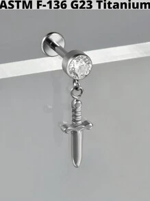 1 pièce Boucle d'oreille pendante de cartilage en titane G23 unicolore avec la forme de la lune, étude, 16G, avec filetage interne, épée, helix, oreille tragus, bijoux de piercing corporel