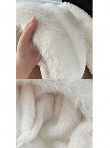 1 pezzo Berretto di lana in pile di poliestere di colore solido con orecchie da coniglio, cappello invernale caldo e soffice con paraorecchie e coprinucca, adatto per raduni e attività all aperto