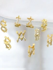 26/1 件，26 个英文字母美甲饰品，带水钻，合金字母美甲配件，DIY 美甲珠宝，美甲字母饰品，吊坠字母 3D 美甲饰品，用于丙烯酸指甲的美甲宝石和水钻，美甲穿孔饰品，美甲珠宝 - 彩色 - 查看 3