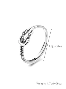 1pc 925 Sterling Silver Vintage Knot Adjustable Ring, Suitable For Both Men And Women, High Quality Jewelry To Match Daily Outfits