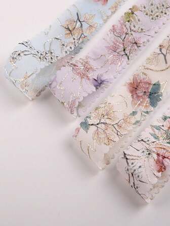 1 卷复古金属箔印花雪纺丝带 3.8 厘米装饰蝴蝶结 DIY 工艺材料