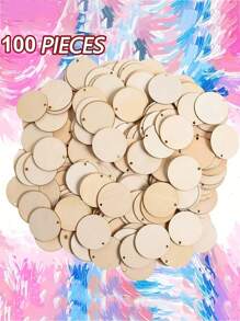100 Pieces Raw Wooden Rings With Holes, 2.5/5/10/15cm Multiple Specifications Round Wooden Discs For DIY Crafts Painting And Doodling Christmas Decorations