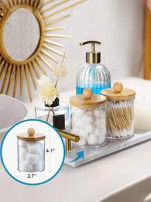 Hộp đựng tăm bông trong suốt 2 chiếc có nắp tre, hộp đựng miếng lót trang điểm bằng acrylic, lọ đựng đồ dùng cho mặt bàn phòng tắm, thích hợp để đựng bóng vệ sinh, tăm bông, miếng lót, muối tắm, hộp đựng đồ trang điểm, đồ trang điểm, hộp có nắp, hộp đựng bằng nhựa, hộp đựng đồ trang điểm, giá để đồ trang điểm, hộp đựng đồ trang điểm, kệ trong suốt, hộp đựng đồ trang điểm, quà tặng cho phụ nữ, đồ lưu trữ trên máy tính để bàn, đồ dùng ngăn nắp trên bàn làm việc, chăm sóc da Byoma, đồ trang điểm trên bàn trang điểm, đồ dùng sắp xếp - Trong sáng - Xem 2