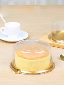 10/20个芝士戚风蛋糕盒，透明圆形巴斯克甜点真空包装，家庭烘焙 - 白色 - 查看 4