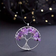 1 chiếc vòng cổ mặt dây chuyền hình cây sự sống bằng dây đồng pha lê tổng hợp dành cho nam - Thích hợp để đeo hàng ngày, làm quà tặng Giáng sinh, Năm mới, Ngày lễ tình nhân và ngày lễ - Nhiều màu - Xem 13