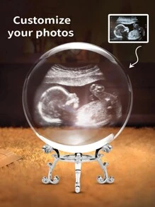 1 pieza Bola de cristal personalizada con foto de ecografía 3D, imagen de ecografía de bebé personalizada grabada en vidrio, multifuncional, secado rápido, impermeable, anti-moho, reutilizable, ornamental, linda, elegante, exquisita, adorable, ordenada, de alta calidad, moderna, personalizada, única, regalos ideales para él, regalos ideales para ella, cocina, comedor, baño, sala de estar, dormitorio, escuela, oficina, salón de té, hogar, jardín, impresión gráfica