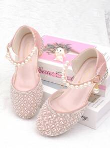 Children's Crystal High Heel Shoes, Girls Princess Party Shoes With Rhinestones, Toddler Girl Closed Toe Sandals - Pink - View 9