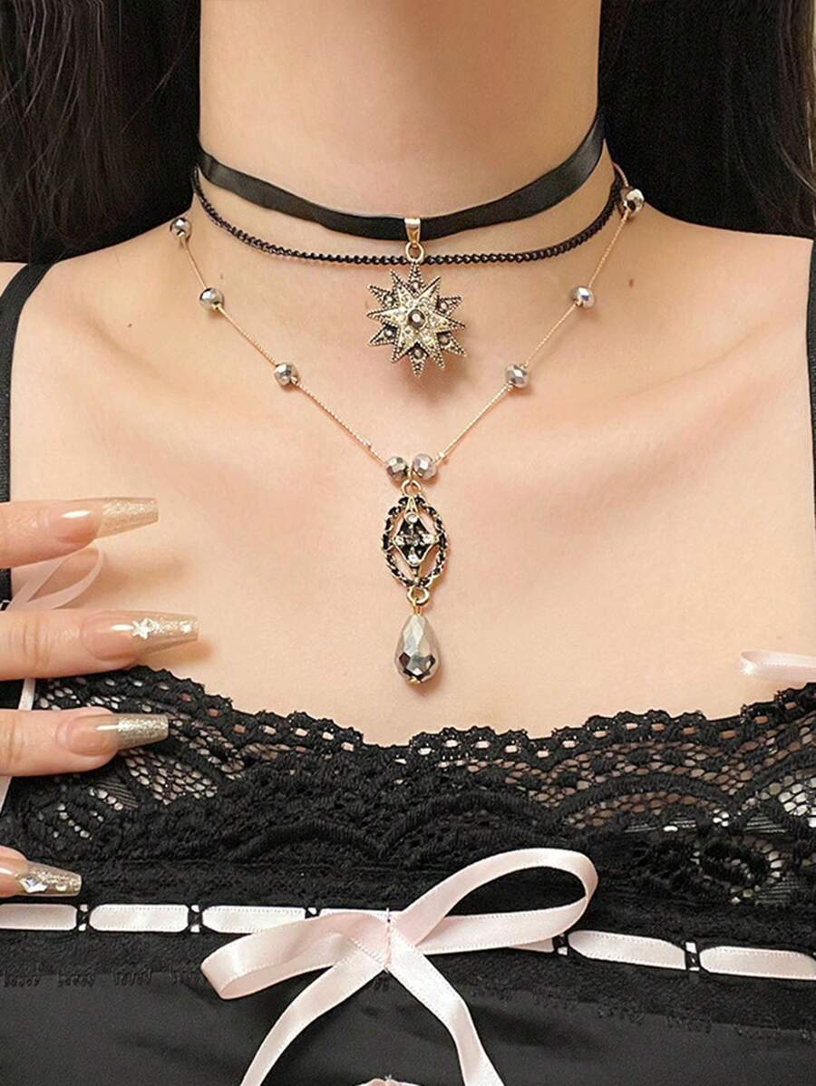 1 Cặp Dây Chuyền Xương Đòn Thiết Kế Rỗng Nhiều Lớp Thời Trang Cao Cấp Cho Nữ - Nhiều màu - Xem 1