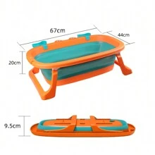 1PC Folding Small Bathtub With Cushion, Foldable And Space Saving, Portable 67x44x9.5cm - Orange - View 1