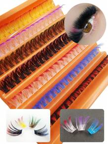 Asiteo 126 Cluster D-Curl 80D Gradient Color Lightweight Faux Mink Cluster Lashes - DIY Reusable False Eyelashes, Suitable For Music Festivals, Pre-Segmented Self-Lash Extension, Easy To Create Perfect Makeup At Home - D - 查看 1