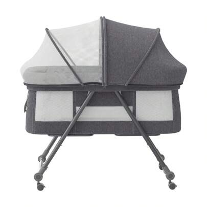 Piorlado Grab-And-Go Travel Cot, Baby Crib With Mattress I Silent Wheels I Carry Bag I Mosquito Net, Baby Bedside Crib | Rocking Crib Convertible, XYT-001