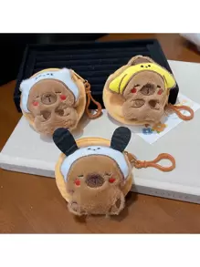 Cute Capybara Plush Coin Purse, Water Rat Bag Charm, Earphone Organizer, Keychain - Multicolor - View 7