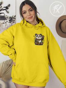 Panda Bear Streetwear Sweatshirt Over Take The Blessing Print Premium Cotton CANGURU 2296 Fluxo Fx - 黃色 - 查看 4