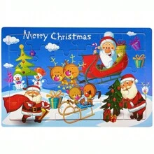 1 件 30 片木制拼图儿童卡通动物车辆拼图游戏儿童学习益智玩具、拼图、拼图、木制拼图、拼图、儿童玩具、拼图