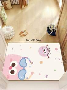 1 件可爱煤球卡通图案地毯，舒适柔软，适用于客厅卧室儿童婴儿房、入口垫，易于清洁和可机洗房间装饰家居地毯