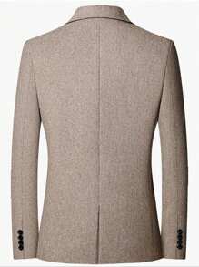 男士休闲浅棕色正装西装外套，新款简约优雅风格