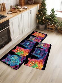 1PC Thảm nhà bếp Farmhouse Memory Sponge, trang trí in họa tiết mèo màu nghệ thuật, thảm cửa ra vào chống trượt, phòng ngủ, phòng tắm, thảm sàn nhà bếp, trang trí nhà cửa - Màu tím - Xem 12