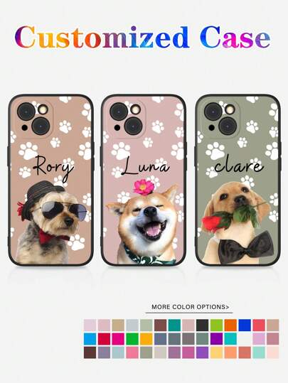Apple 1pc Customized Mobile Phone Case With Personal Pet Photo, Dog Paw Print, And Text Design, Suitable For A14, A15, A13, A12, A55, A54, A21s, S21, S22, S23, S24 Ultra, IPhone 11, 12, 13, 14, 15, 16 Pro Max Animal Print,Cat Stylish,Colorful,Cute,Contracted,Matching Phone Cases,Kawaii Custom,Personalized,Unique,Customized Ideal Gifts For Him,Ideal Gifts For Her Boyfriend,Girlfriend,Family,Friends,Grandparents,Couple,Pet Lovers For Anniversaries,For Birthdays,For Graduation,For Weddings,For Prom,For Mother's Day,For Father's Day