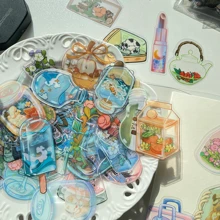50 件卡通透明物体贴纸，适用于行李箱、笔记本电脑、笔记本、iPad、手机、日记本、DIY 滑板、水瓶、吉他、头盔、防水贴花 - 彩色 - 查看 4