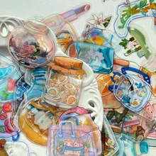 50 件卡通透明物体贴纸，适用于行李箱、笔记本电脑、笔记本、iPad、手机、日记本、DIY 滑板、水瓶、吉他、头盔、防水贴花 - 彩色 - 查看 2