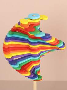1 Piece Wooden Lollipop Toy Decorations, Sensory Magic Rotationg Observing Colorful Toys - 彩色 - 查看 5