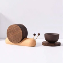 1pc Walnut Cartoon Snail Creative Tea Cup Mat Insulation Mat Solid Wood Tea Table Wooden Tea Mat Gift