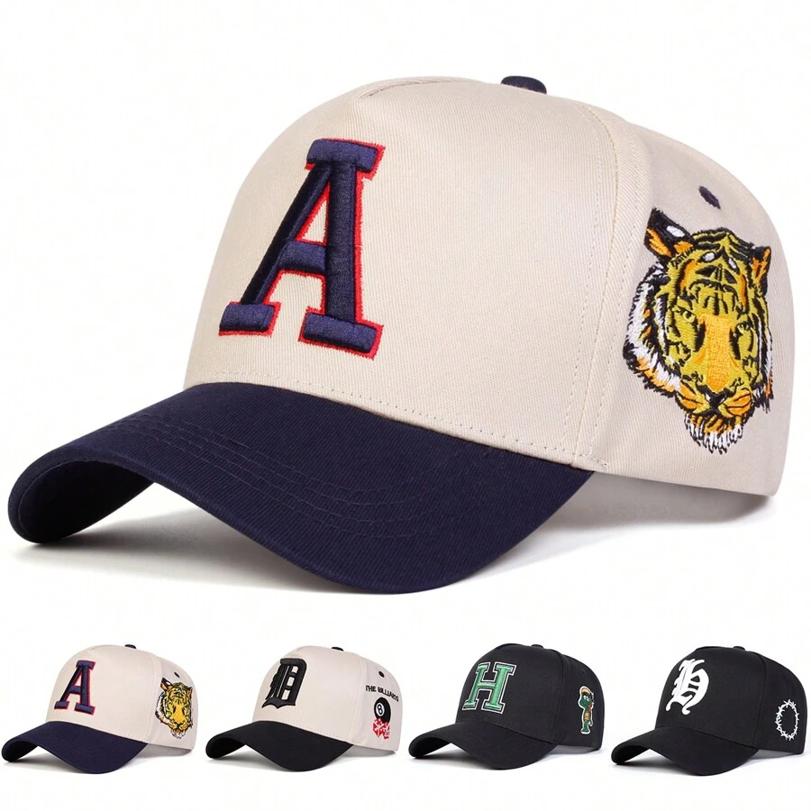 1pc Men Letter Embroidery Baseball Cap, Outdoor Fashion Trucker Hat, Sun-Protection, Casual, Suitable For Spring, Autumn Traveling, Beach Vacation