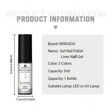 MSRUIOO 5ml 线条凝胶 - 金银色美甲颜料，适用于线条绘制、条纹设计和涂鸦艺术 - 彩色 - 查看 6