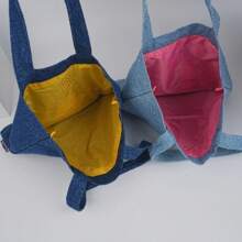 Denim Tote Bag,Black Cat Shopping Bag,Reusable Shoulder Bag,Handmade Fall Winter Bags